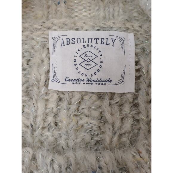 Vintage Chunky Cable Knit Sweater Women Sz M Gray Sparkle Pullover Nordic Preppy - Picture 11 of 15